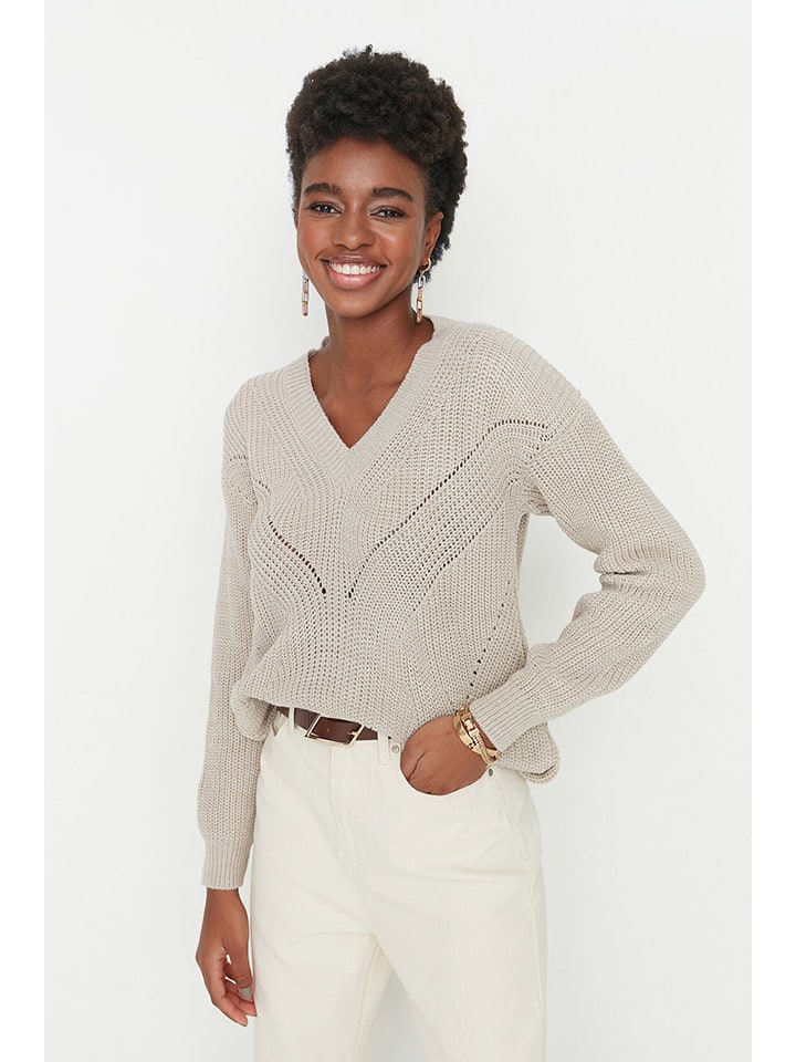 trendyol Sweter w kolorze beżowym rozmiar: S