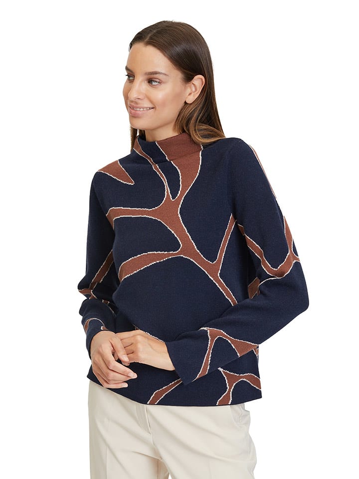 Betty Barclay Sweter w kolorze granatowo-karmelowym rozmiar: 38