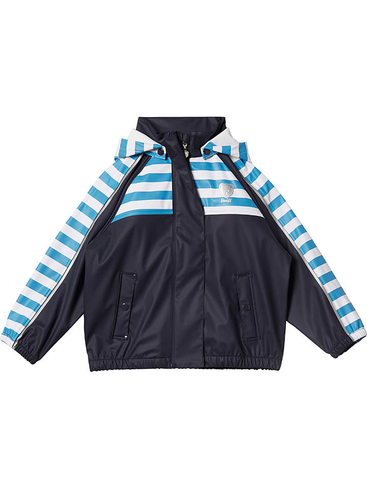 Kurtka przeciwdeszczowa w kolorze granatowo-turkusowym