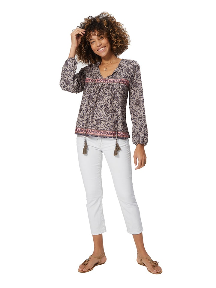 Bluzka w kolorze beżowym ze wzorem