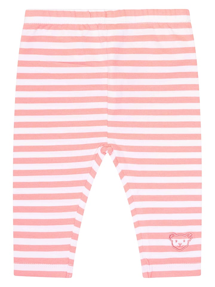 Steiff Legginsy w kolorze biało-jasnoróżowym rozmiar: 68