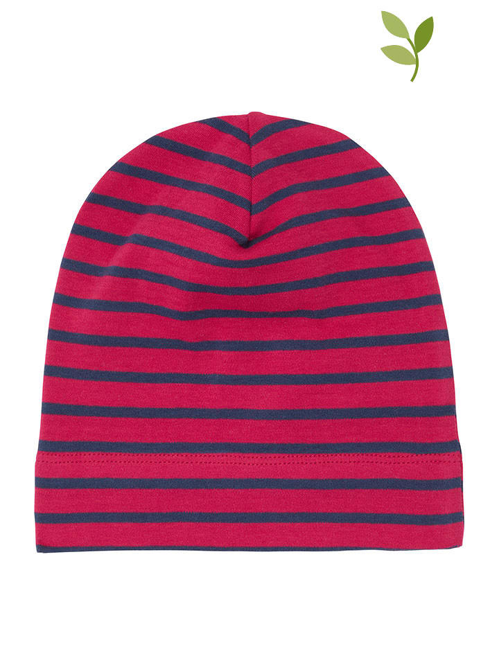 Czapka w kolorze czerwono-granatowym ze wzorem