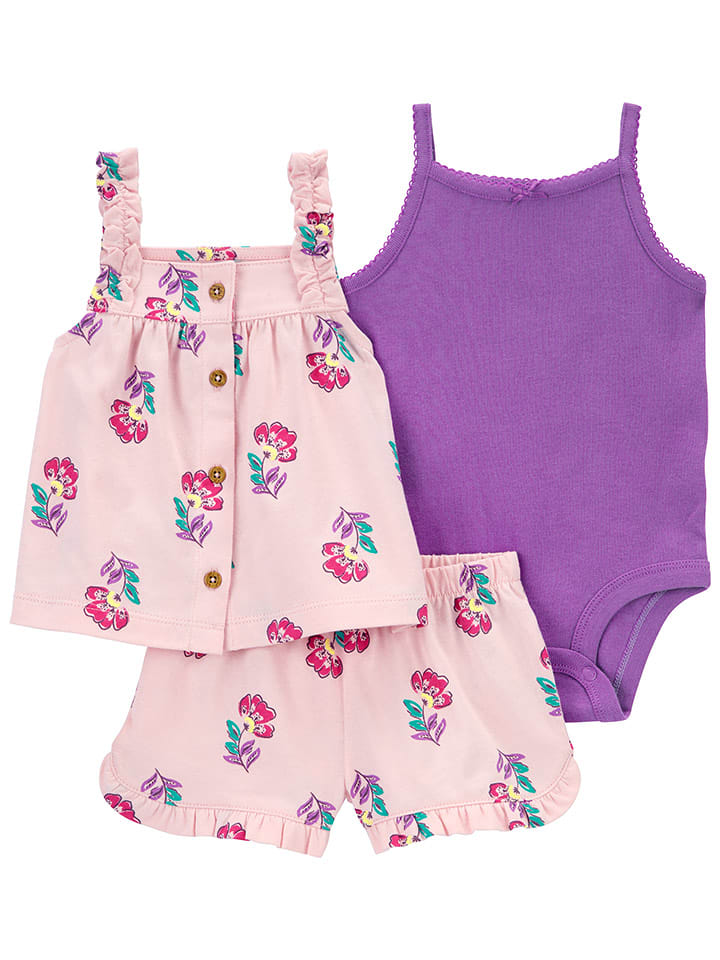 carter's 3-częściowy zestaw w kolorze jasnoróżowo-fioletowym rozmiar: 86