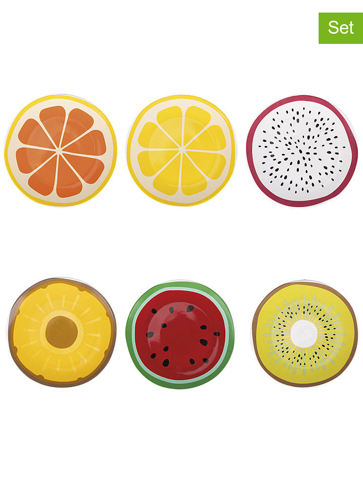 Villa d´Este Talerze (6 szt.) "Fruit For One" ze wzorem na owoce - Ø 19,2 cm rozmiar: onesize