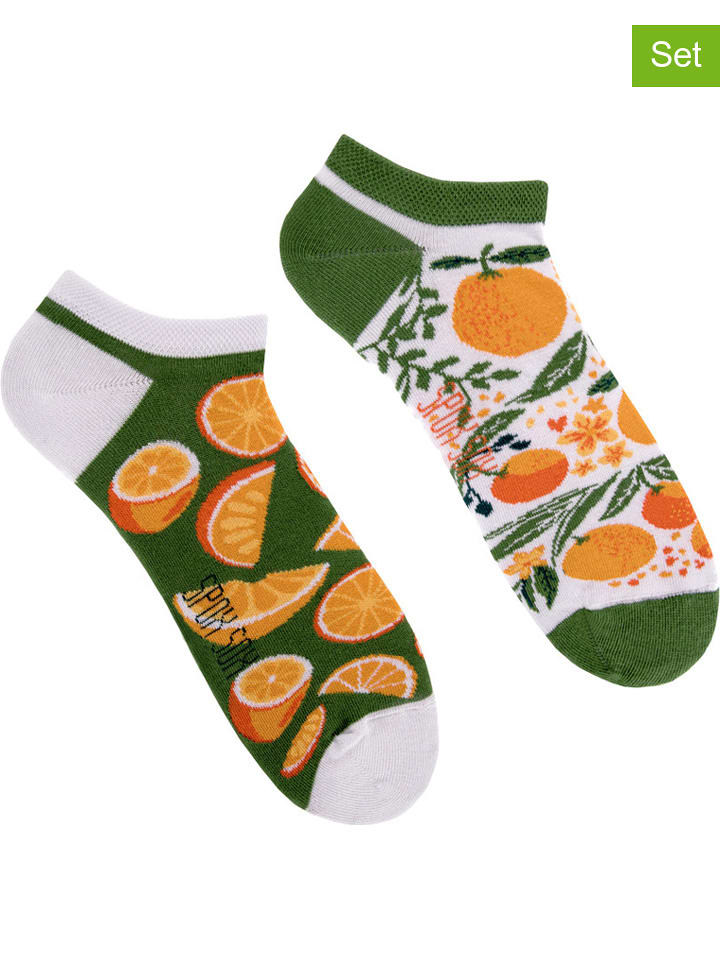 Spox Sox Skarpety (2 szt.) "Oranges" w kolorze biało-zielonym rozmiar: 36-39