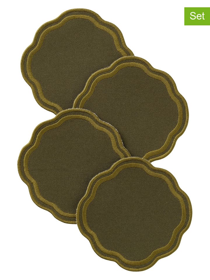 Ellos Home Podstawki (4 szt.) "Peggy" w kolorze khaki - Ø 10 cm rozmiar: onesize