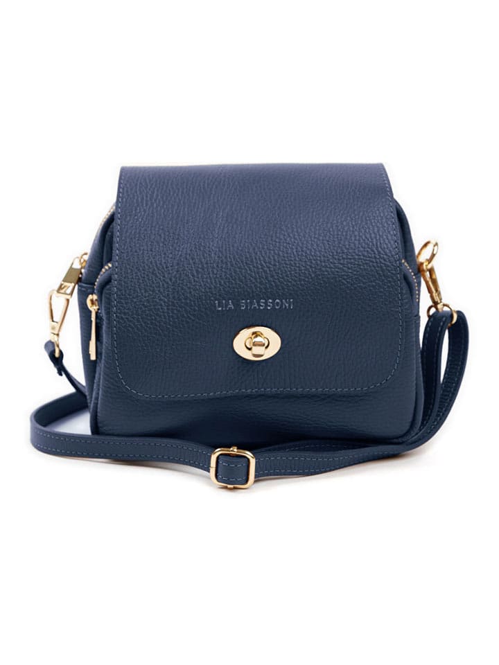 Lia Biassoni Skórzana torebka w kolorze granatowym - 23 x 20 x 9 cm rozmiar: onesize
