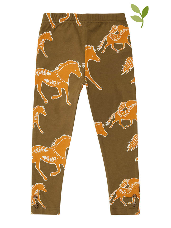 Legginsy w kolorze oliwkowym ze wzorem