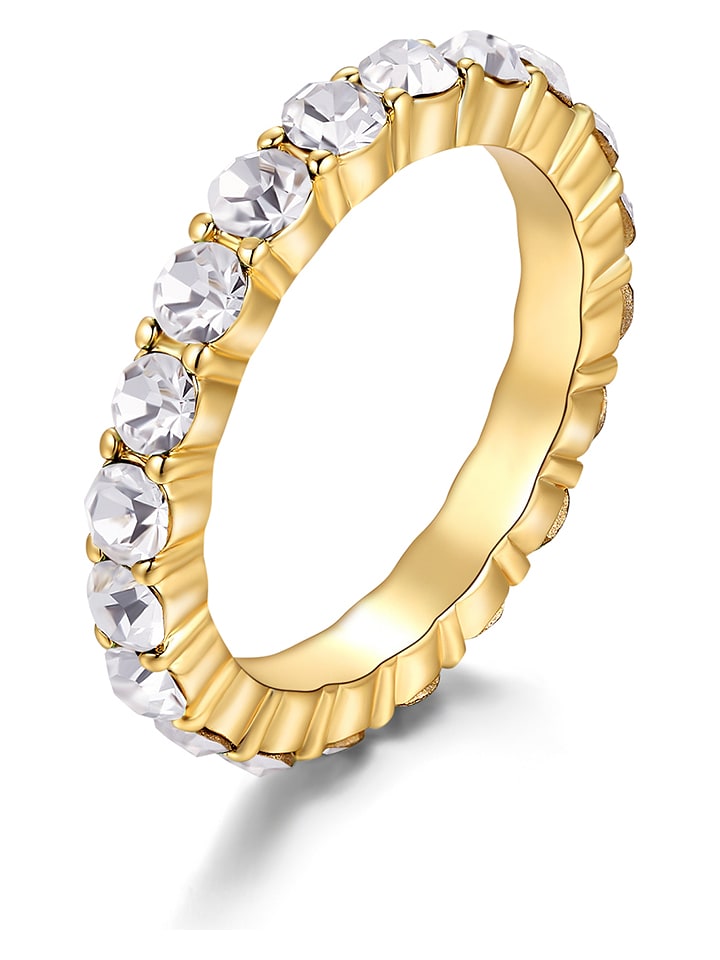 Pozłacany pierścionek z kryształami Swarovski