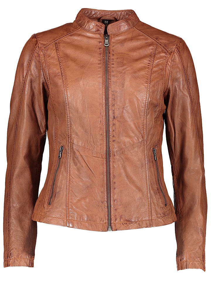 Caminari Skórzana kurtka "Vanni" w kolorze jasnobrązowym rozmiar: 36