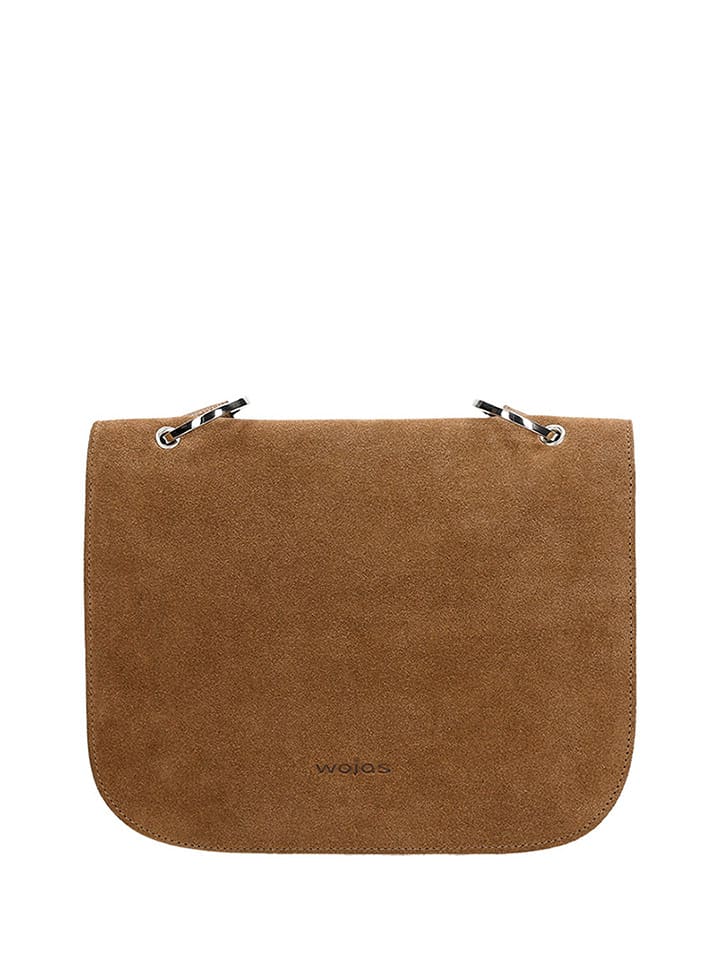 Skórzana torebka w kolorze jasnobrązowym - (S)28 x (W)23 x (G)11 cm