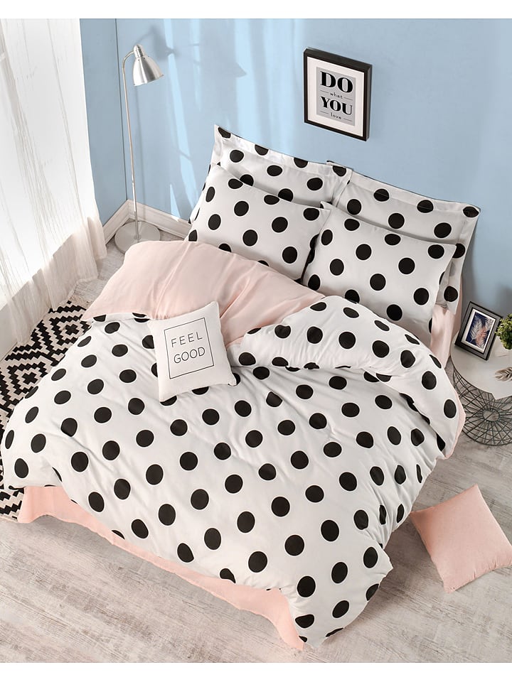 Komplet pościeli "Mixpuan" w kolorze biało-czarno-jasnoróżowym