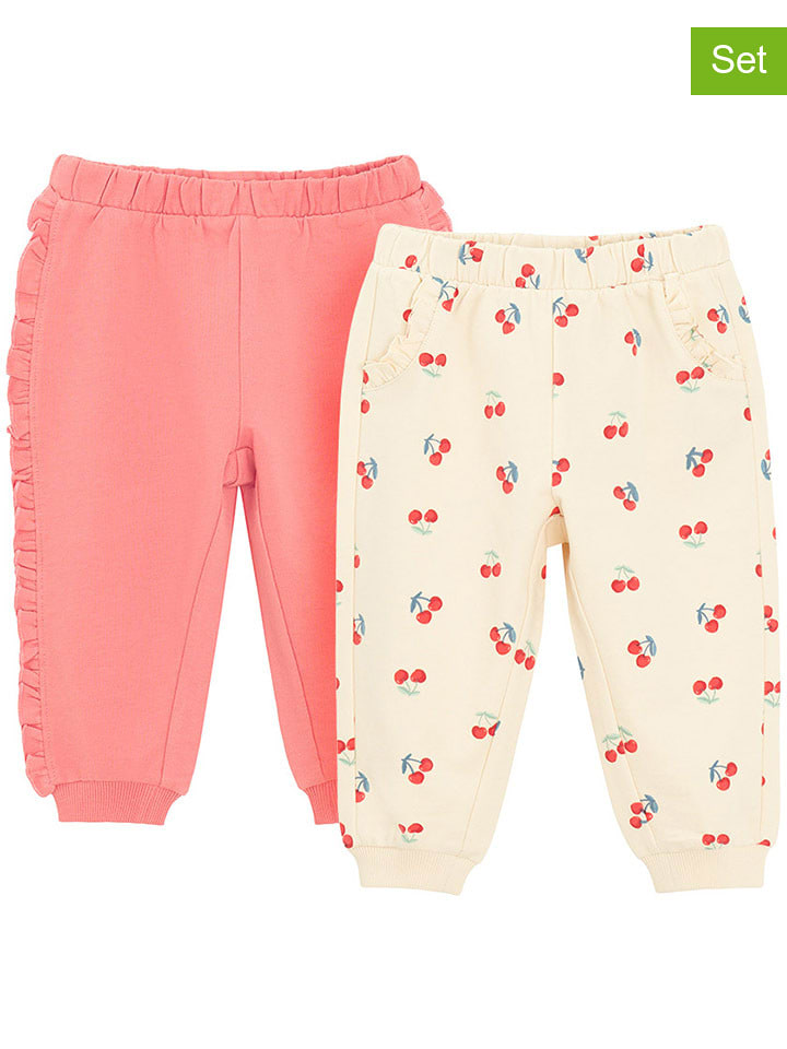 COOL CLUB Spodnie dresowe (2 pary) w kolorze jasnoróżowym i kremowym rozmiar: 86