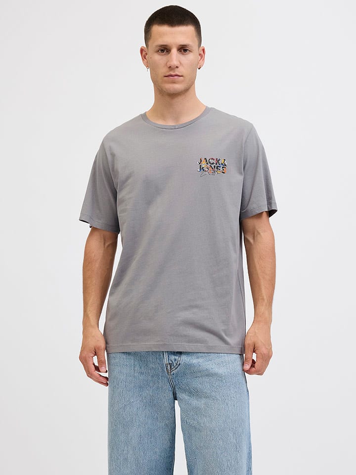 Jack & Jones Koszulka "Jjgeplas" w kolorze szarym rozmiar: M