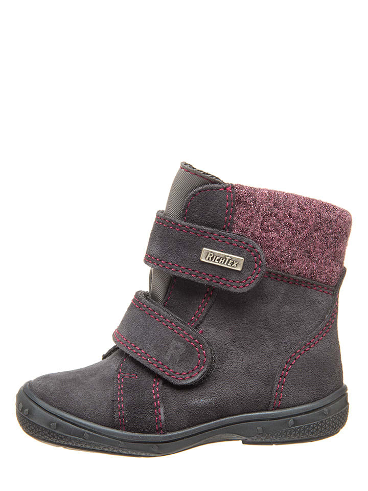 Skórzane botki w kolorze szarym