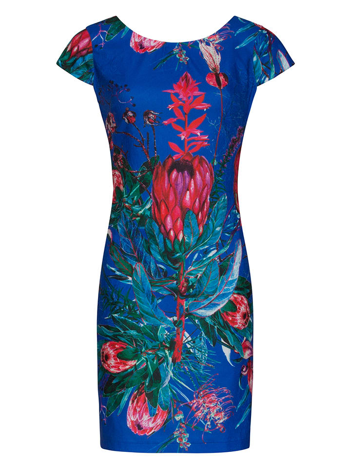 Sukienka w kolorze niebiesko-różowym