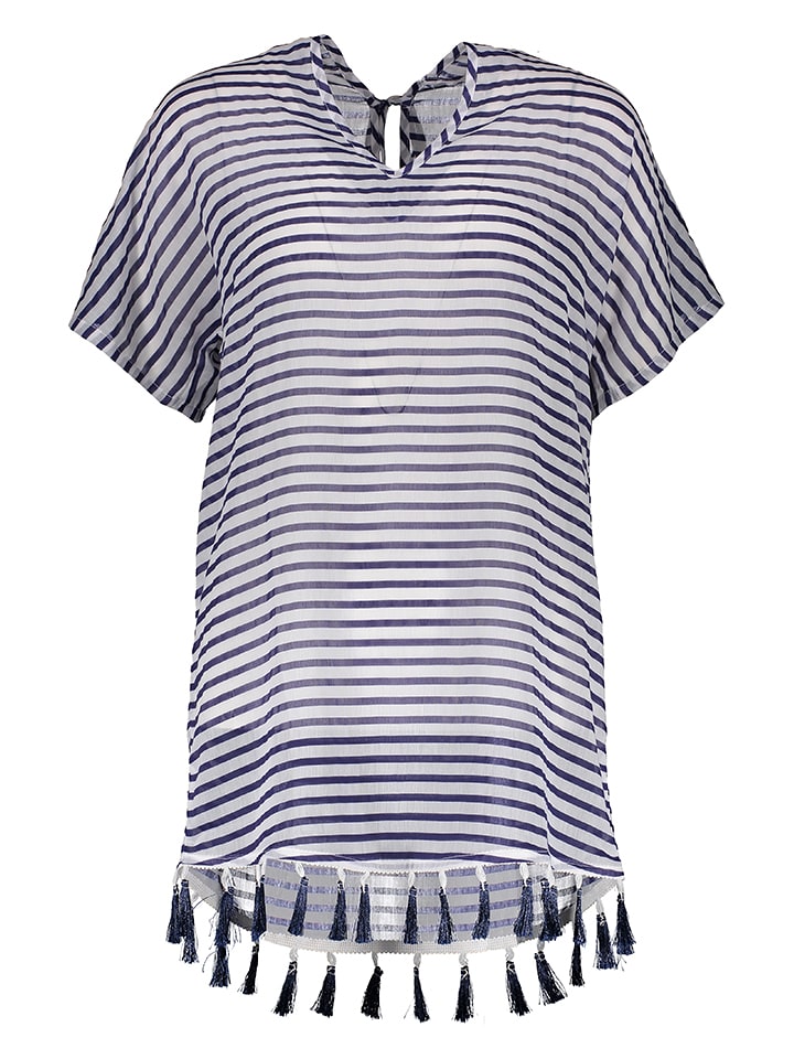 Tunika "Summer" w kolorze biało-granatowym
