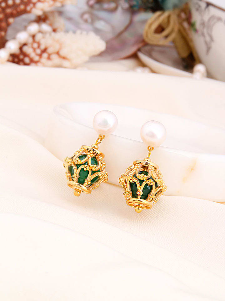 L'Atelier de Gaia Pozłacane kolczyki-wkrętki z perłami rozmiar: onesize