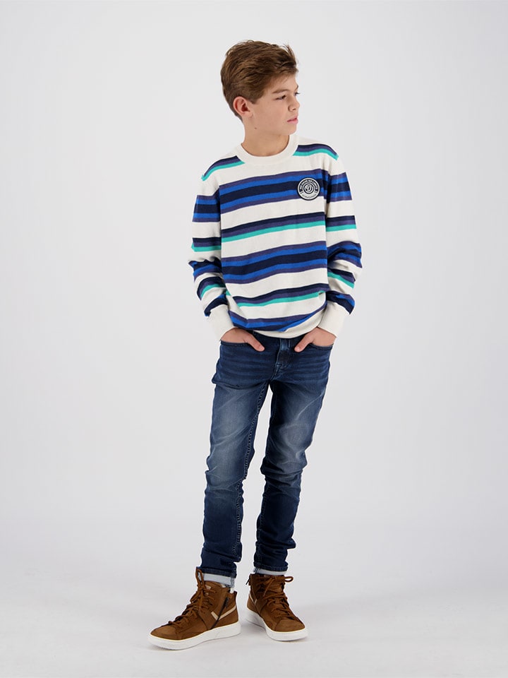 Vingino Sweter "Macao" w kolorze granatowo-białym rozmiar: 152