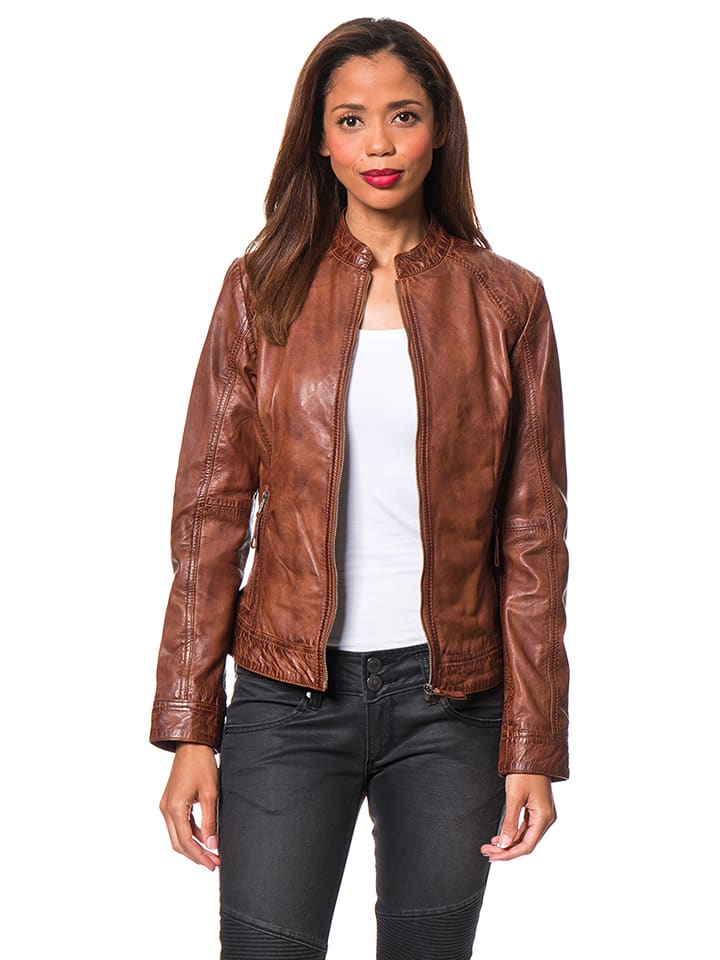 7eleven Skórzana kurtka "Rostock" w kolorze brązowym rozmiar: 46