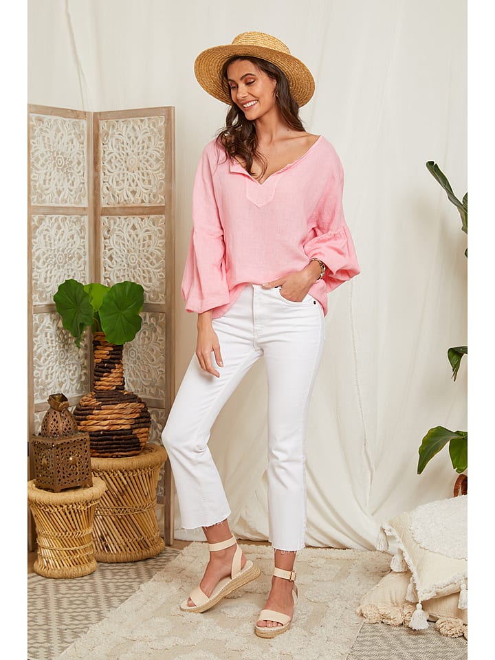 Lin Passion Lniana bluzka w kolorze jasnoróżowym rozmiar: 40/42