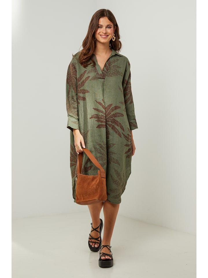 Lin Passion Lniana sukienka w kolorze zielonym rozmiar: 34/36