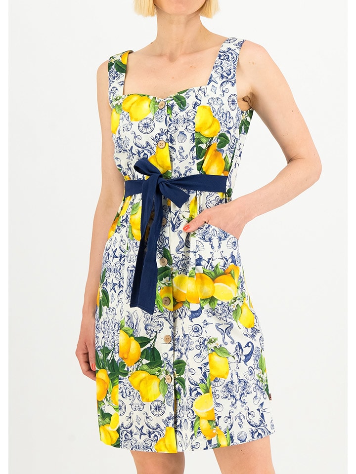 Blutsgeschwister Sukienka "Chickpea Heart" w kolorze niebiesko-żółto-białym rozmiar: XL