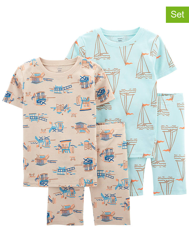 carter's Piżamy (2 szt.) w kolorze beżowym i błękitnym rozmiar: 128/134