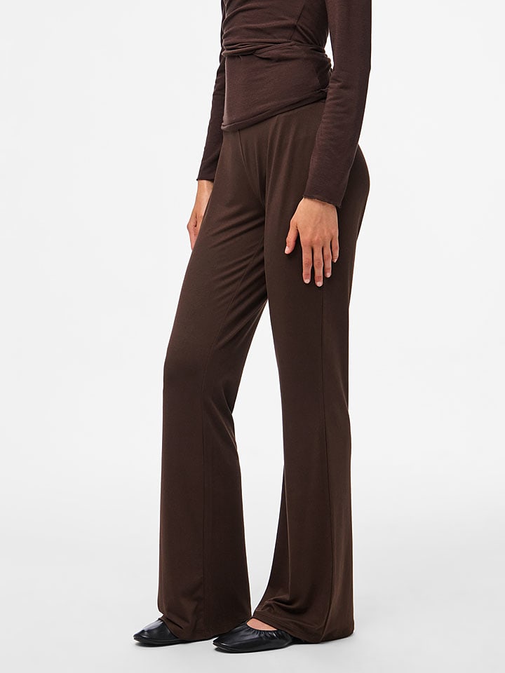 Pieces Spodnie "Pcroya" w kolorze ciemnobrązowym rozmiar: XS