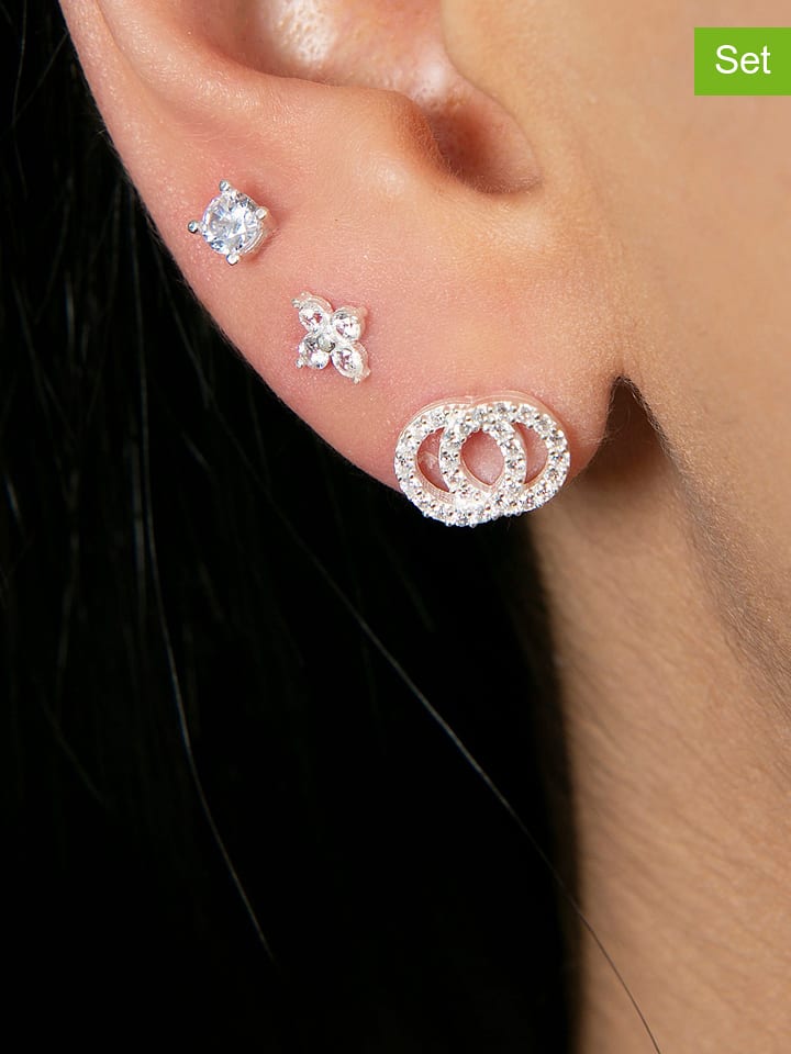 Lodie Silver Srebrne kolczyki-wkrętki (3 szt.) z cyrkoniami rozmiar: onesize