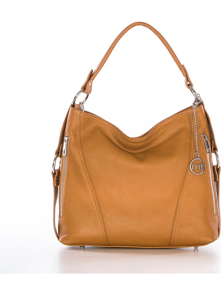 Mia Tomazzi Skórzana torebka "Castello" w kolorze jasnobrązowym - 35 x 29 x 12 cm rozmiar: onesize