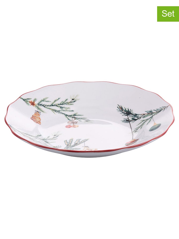 Villa d´Este Talerze głębokie (6 szt.) w kolorze biało-zielono-czerwonym - Ø 22,5 cm rozmiar: onesize