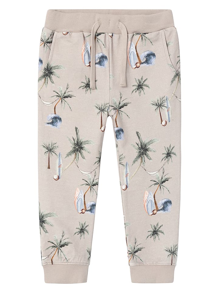 name it Spodnie dresowe "Hermod" w kolorze beżowym rozmiar: 98