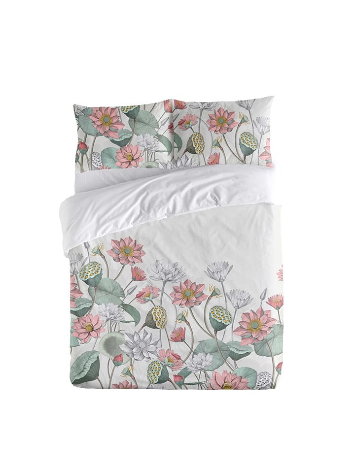 ethere Perkalowa poszwa "Ninfa" w kolorze biało-jasnoróżowym na kołdrę rozmiar: 260x240cm