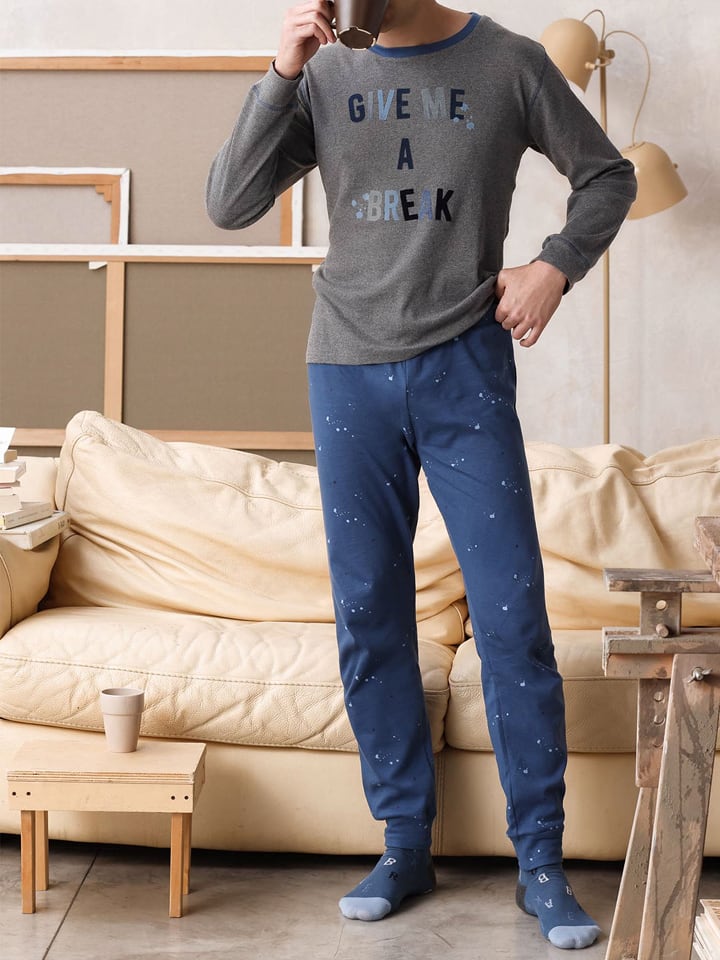 COTONELLA Piżama w kolorze szaro-niebieskim rozmiar: XXL