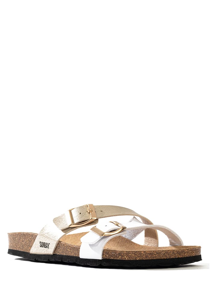 Sunbay Klapki "Bambou" w kolorze biało-złotym rozmiar: 40