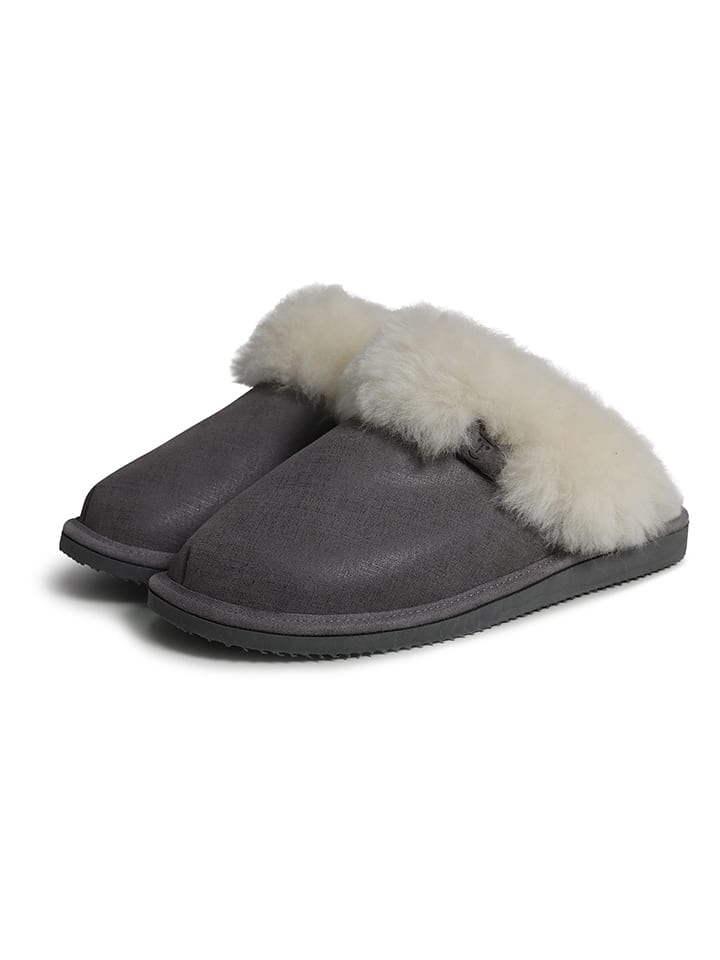 Kaiser Naturfellprodukte H&L Kapcie wełniane "Frida" w kolorze szarym rozmiar: 41
