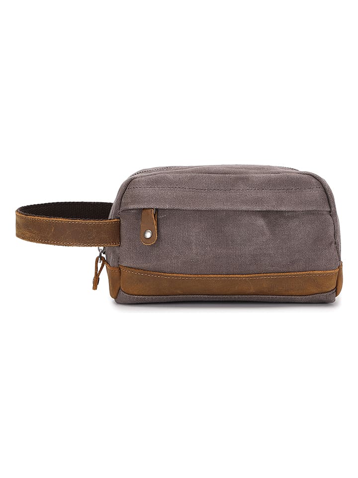 APOCOPE Skórzana kosmetyczka w kolorze szaro-jasnobrązowym - 22 x 12 x 11 cm rozmiar: onesize