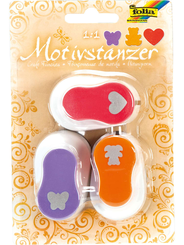 folia PAPER Dziurkacze (3 szt.) w różnych kolorach z motywami rozmiar: onesize