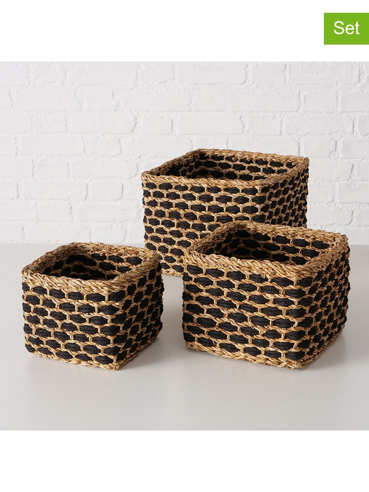 Boltze Kosze (3 szt.) "Nura" w kolorze jasnobrązowo-czarnym rozmiar: onesize