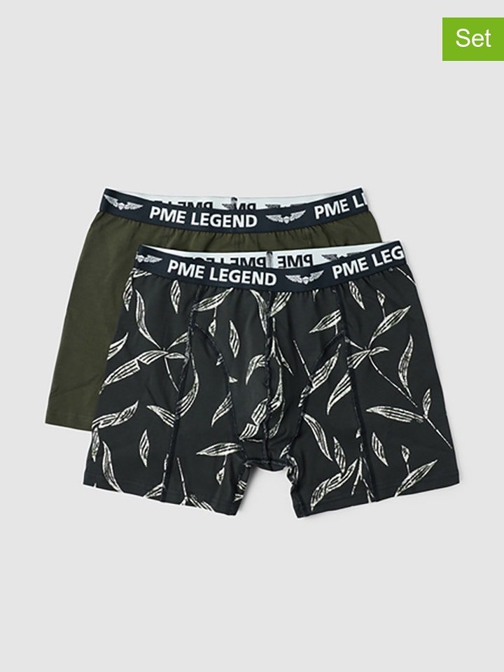 PME Legend Bokserki (2 pary) w kolorze oliwkowo-czarnym rozmiar: S