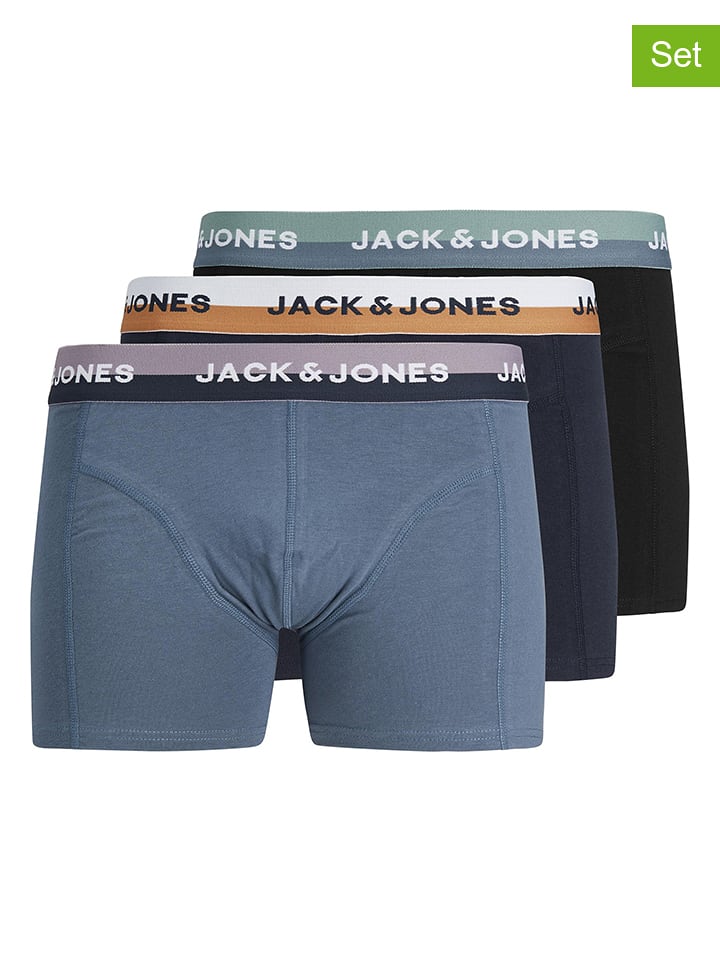 Jack & Jones Bokserki (3 pary) "Eric" w kolorze niebieskim, granatowym i czarnym rozmiar: XXL