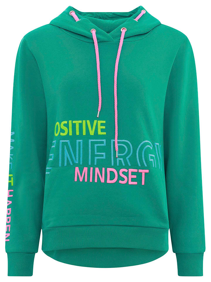 Zwillingsherz Bluza "Positive Energy Mindset" w kolorze zielonym rozmiar: S/M