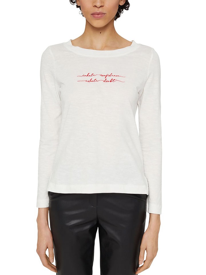 ESPRIT Koszulka w kolorze kremowym ze wzorem rozmiar: L