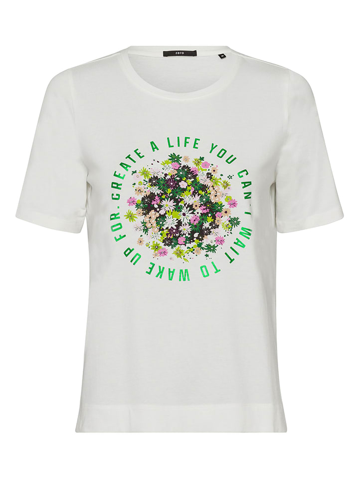 Zero Koszulka w kolorze biało-zielonym rozmiar: 38