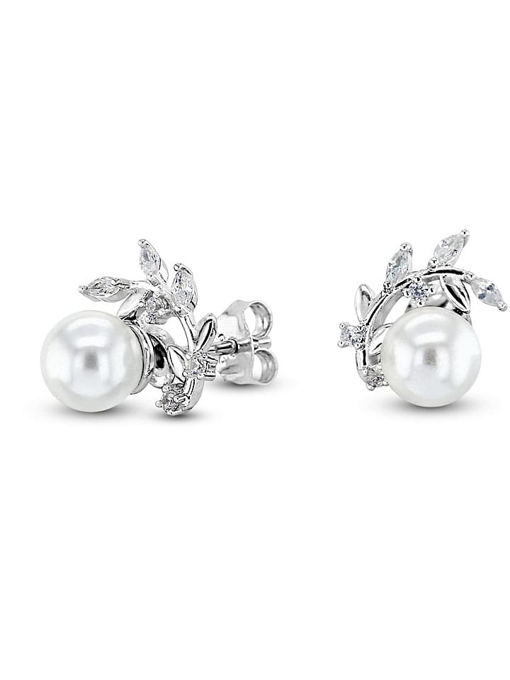 CHARM'S Srebrne kolczyki-wkrętki z cyrkoniami i perłami rozmiar: onesize