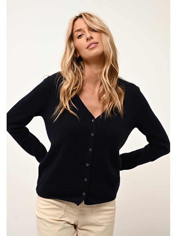 Just Cashmere Kaszmirowy kardigan "Norma" w kolorze granatowym rozmiar: M