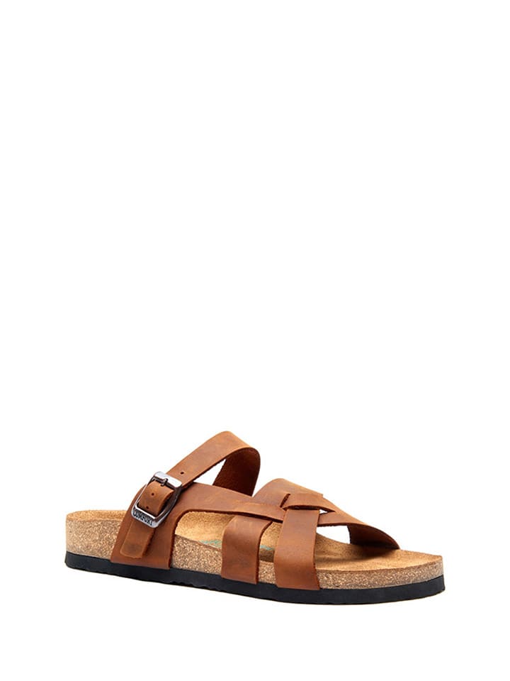 Comfortfusse Skórzane klapki w kolorze brązowym rozmiar: 39