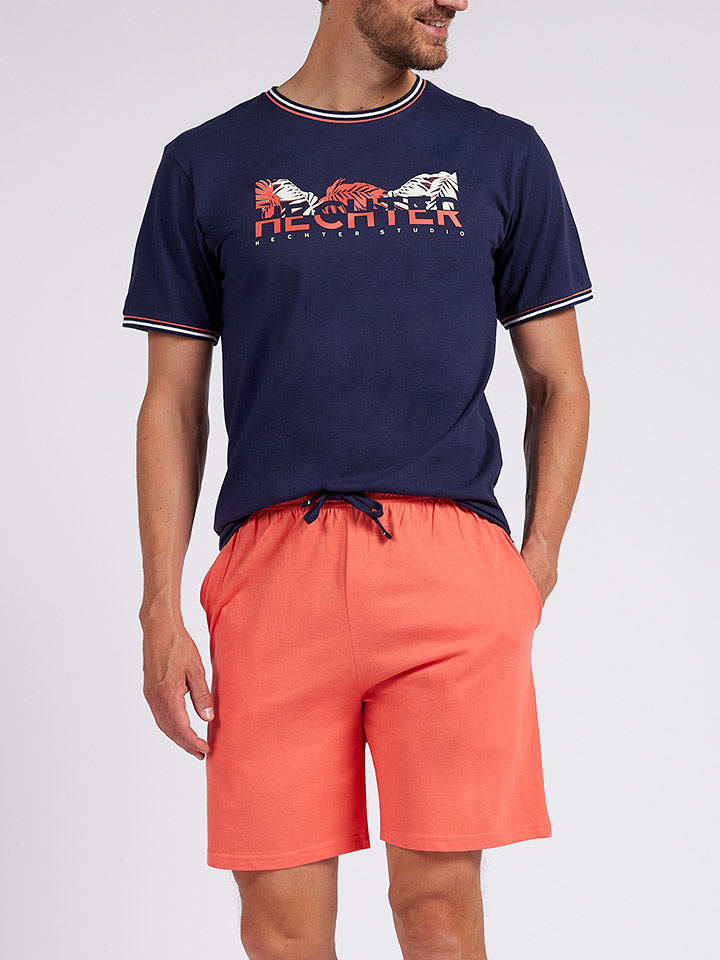 Daniel Hechter Piżama w kolorze granatowo-pomarańczowym rozmiar: M