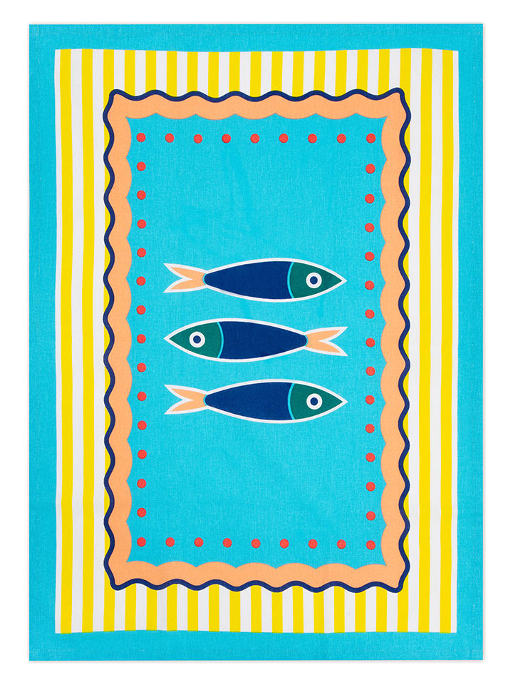 Trendy Kitchen by EXCÉLSA Ściereczka "Corfu" w kolorze żółto-błękitnym do naczyń - 70 x 50 cm rozmiar: onesize